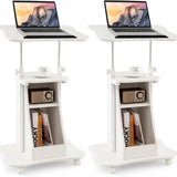 Tangkula Mobile Laptop Podium, Height Adjustable Podium Stand, Standing Desk Sit-to-Stand Desk