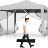 10x10 ft Pop-Up Canopy Tent w/ Netting, Outdoor Canopy Tent with Carry Bag