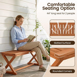 Tangkula Wood Outdoor Bench Backless, 2-Person Patio Dining Bench