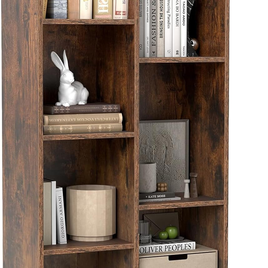 Tangkula 7-Cube Bookcase | Freestanding Storage Organizer with 7 Open Cubbies