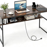 Tangkula 55 inch Computer Desk with Power Outlets & USB Ports