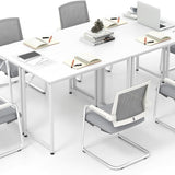 Tangkula Conference Tables, Rectangular Meeting Room Table with Adjustable Foot Pads, Seminar Table for School or College
