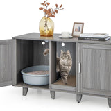 Tangkula Double Cat Litter Box Enclosure for 2 Cats, Large Stackable Hidden Privacy Cat Washroom Cabinet with Scratching Board