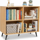 Tangkula 4-Cube Bookshelf, Wood Bookcase & 5 Metal Legs