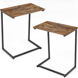 Tangkula Sofa Side End Table, C Table Snack Table Over Bed Table with Metal Frame, Industrial Side Table for Sofa Couch Bed, Living Room