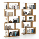 Tangkula 5-Tier Geometric Bookshelf S Shaped Bookcase w/Anti-Toppling Device