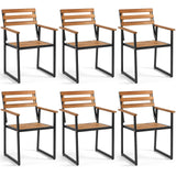 Tangkula Acacia Wood Patio Armchairs w/Heavy-Duty Metal Frame (2/3/4/6)