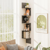 Tangkula 5-Tier Farmhouse Floating Corner Shelf Wall Mount