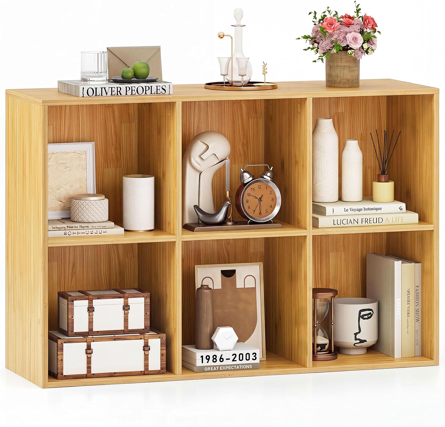 Tangkula 6-Cube Bookcase | Modern Freestanding 3-Tier Bookshelf