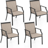 Tangkula Patio Dining Chairs Set of 2, Large Outdoor Chairs with Breathable Seat & Metal Frame