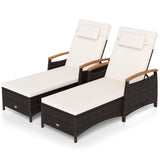 Tangkula Wicker Patio Chaise Lounge | 7-Level Adjustable Backrest (1/2)