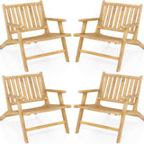 Tangkula Outdoor Teak Wood Natural Mid Century Accent Armchair