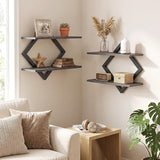 Tangkula Set of 2 Floating Shelves for Wall with Geometric Frame