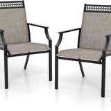 Tangkula Patio Dining Chairs Set of 2, All Weather Outdoor Chairs with High Back, Armrests
