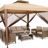 Tangkula 10x10 Ft Outdoor Gazebo with Zippered Mesh Netting