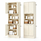 Tangkula 75" Tall Bathroom Storage Cabinet, Bathroom Floor Cabinet with 4 Doors & 2 Open Shelves
