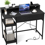 Tangkula Computer Desk with Storage Drawer & Monitor Stand