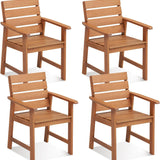 Tangkula Set of 2 Hardwood Patio Dining Chair, Wood Dining Armchairs with Breathable Slatted Seat & Inclined Backrest