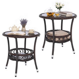 Tangkula Outdoor Rattan Side Table with Metal Frame (1/2)