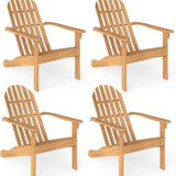 Tangkula Acacia Wood Patio Adirondack Chair with Inclined Seat and High Backrest for Porch Poolside