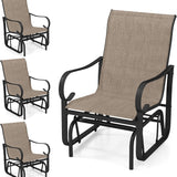 Tangkula Outdoor Glider Chairs Set of 2/4 with High Backrest Breathable Mesh Fabric and Metal Frame