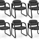 Tangkula Waiting Room Guest Chairs, Office Reception Chairs with Sled Base & Padded Arm Rest (Black)