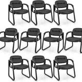 Tangkula Waiting Room Guest Chairs, Office Reception Chairs with Sled Base & Padded Arm Rest (Black)