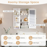 Tangkula Bathroom Wall Cabinet with Mirror 26 x 6.5 x 25 Inches  Wall-Mounted Medicine Cabinet with Mirrored Door