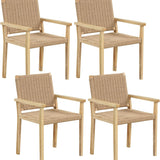 Tangkula Outdoor Chairs Set of 2/4, Patio Dining Chairs w/Paper Rope Woven Seat