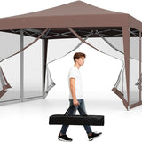 10x10 ft Pop-Up Canopy Tent w/ Netting, Outdoor Canopy Tent with Carry Bag