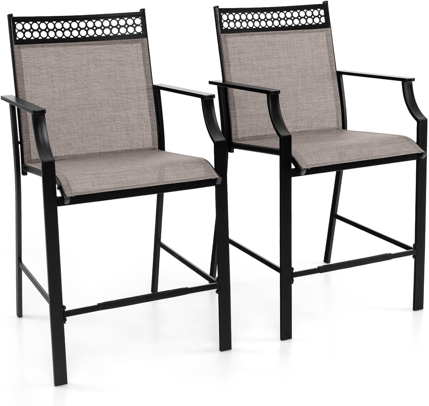 Tangkula Outdoor Bar Stools Set of 2/4, Heavy-Duty Patio Stools & Bar Chairs with Footrest & Armrests