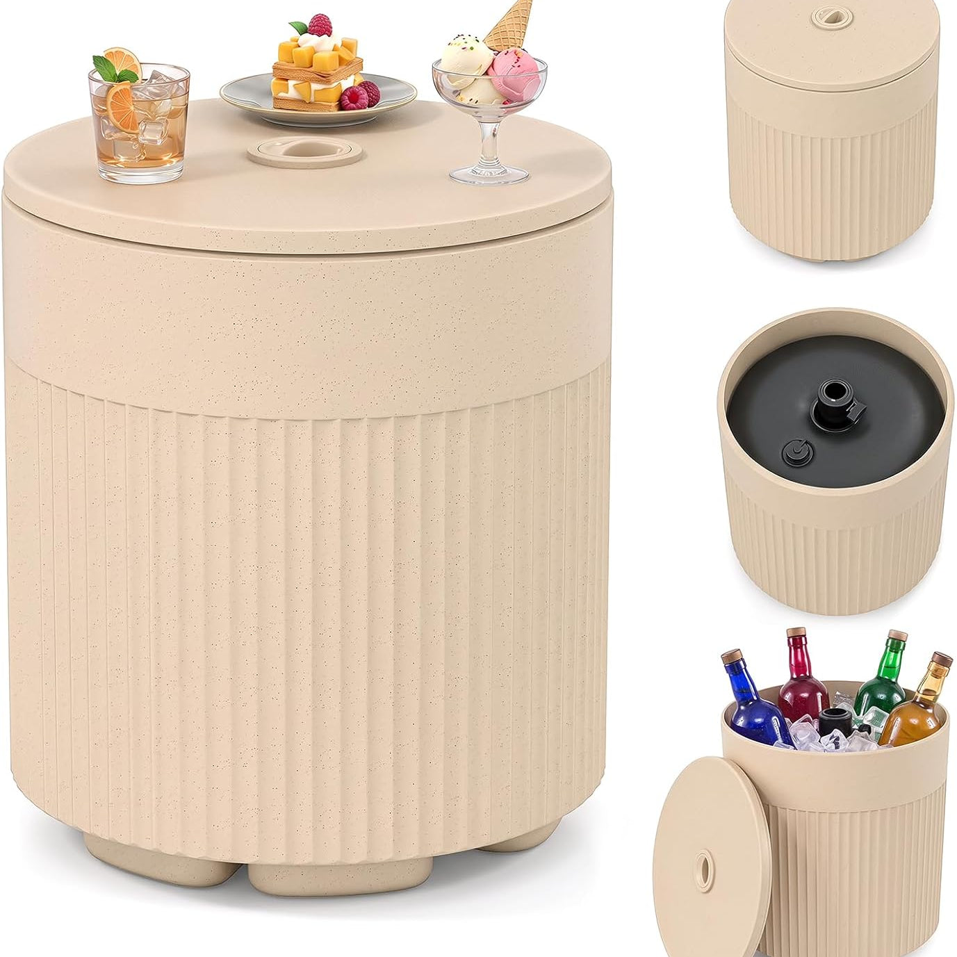 Tangkula 3-in-1 Umbrella Side Table with 2" Umbrella Hole