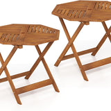 Tangkula Wood Patio Dining Table with 1.97" Umbrella Hole