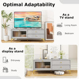 Tangkula Gray TV Stand for 55-Inch TV, 47.5” TV Console Table with Drawers