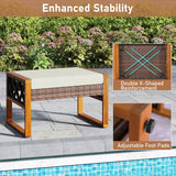 Tangkula Rattan Wicker Outdoor Ottoman Set of 2
