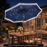 Tangkula 10 FT Solar Patio Umbrella with Fringe