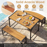 Tangkula Acacia Wood Outdoor Bench Backless Patio Dining Bench
