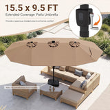 Tangkula 15.5 FT Patio Umbrella with Solar Lights