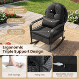 Tangkula Outdoor Wicker Rocking Chair w/Soft Cushions (Black,1)