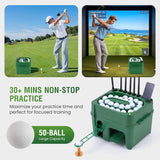 Tangkula Automatic Golf Ball Dispenser, 6-Club Holder, 2 Hitting Modes | Portable Golf Tee Machine w/ 50-Ball Capacity & Photo Holder