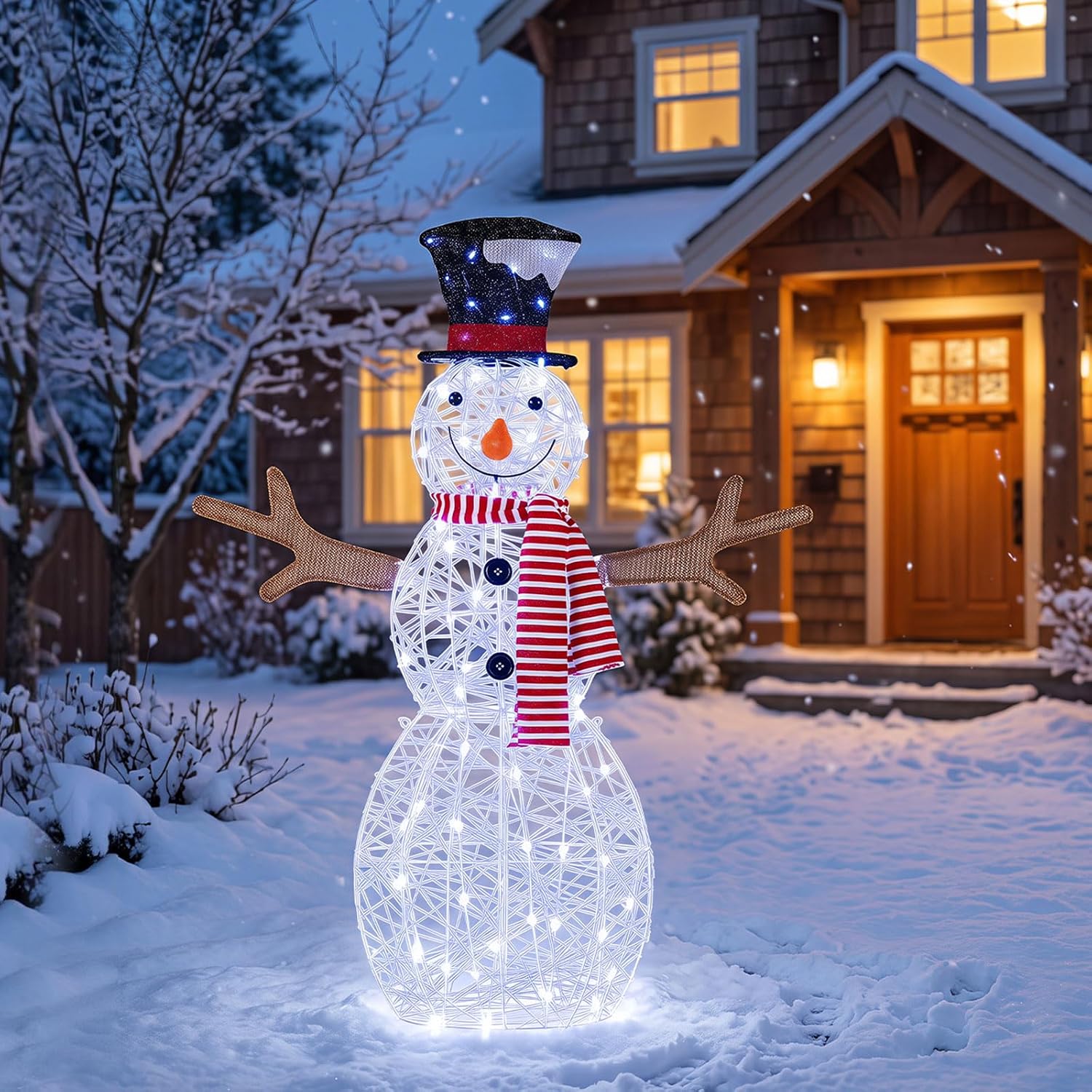 Tangkula Christmas Outdoor Lighted Snowman Yard Xmas Decorations and Zip Ties