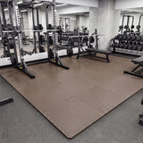 Tangkula 12/24/36/48 Tiles Exercise Flooring Mats with Border(Brown)