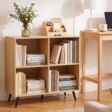 Tangkula 4-Cube Bookshelf, Wood Bookcase & 5 Metal Legs
