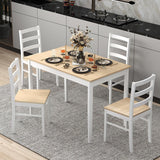 Tangkula 5-Piece Dining Table Set for 4, Farmhouse Solid Wood Dinette Set w/Rubber Wood Legs