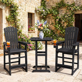 Tangkula Outdoor Bar Stool All-Weather HDPE Tall Adirondack Chair with Backrest