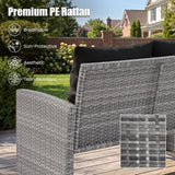 Tangkula Outdoor Loveseat with 2 Ottomans