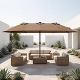 Tangkula 15.5 FT Patio Umbrella with Solar Lights