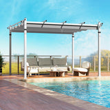 Tangkula 10x12Ft Aluminum Pergola, Patio Pergola with Retractable Sun Shade Canopy, Extra Large Patio Shelter Pavilion