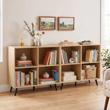 Tangkula 4-Cube Bookshelf, Wood Bookcase & 5 Metal Legs