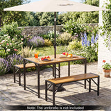 Tangkula Acacia Wood Outdoor Bench Backless Patio Dining Bench